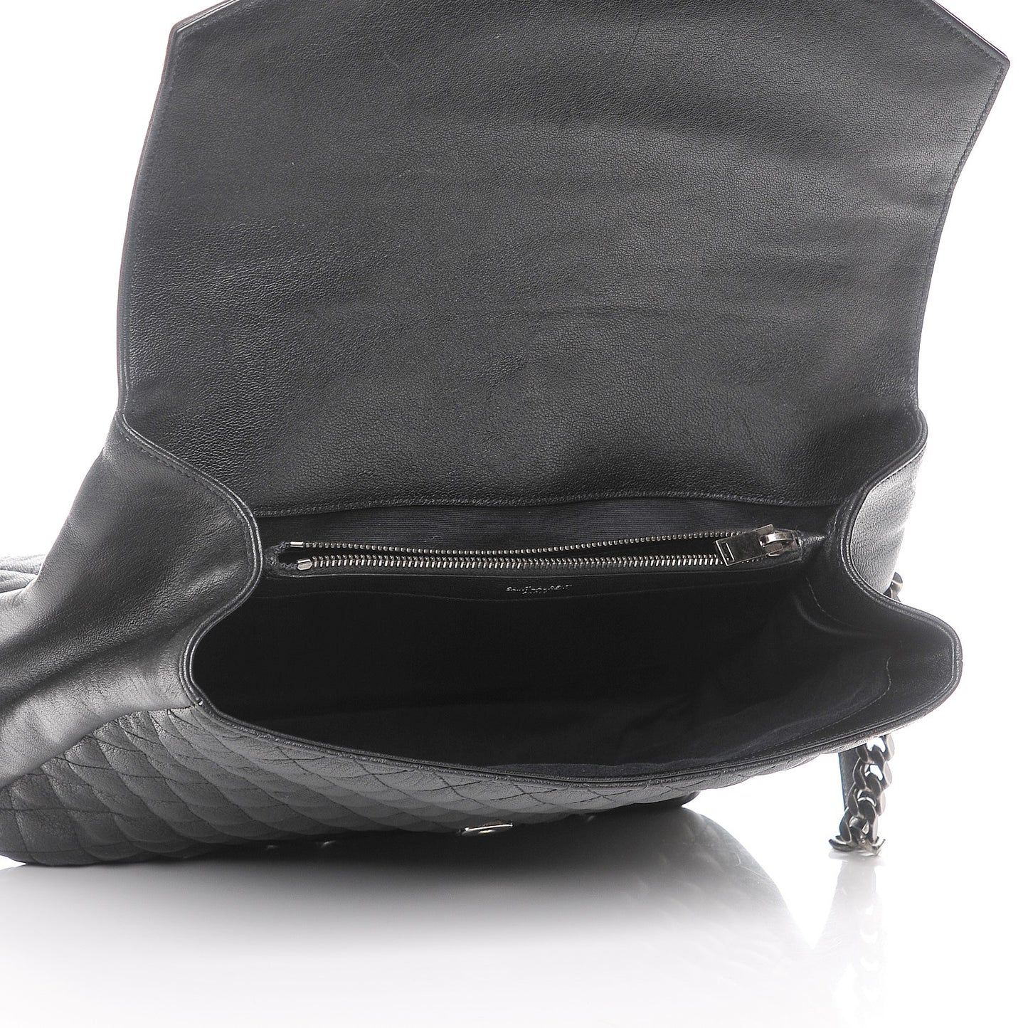 Sheepskin Tri-quilt Monogram Large College Satchel Black