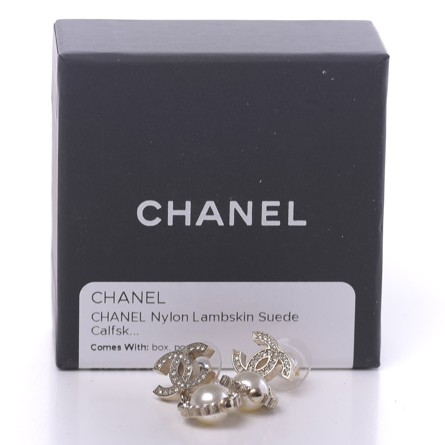 Chanel Crystal Pearl CC Lace Camellia Earrings Gold 5 of 5