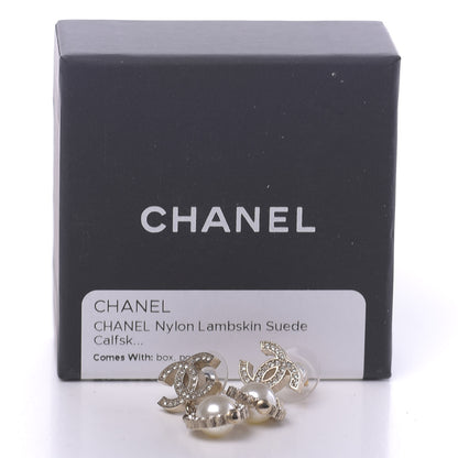 Chanel Crystal Pearl CC Lace Camellia Earrings Gold 5 of 5
