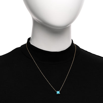 David Yurman 18K Yellow Gold Diamond Turquoise 7mm Petite Chatelaine Pendant Necklace 1 of 4