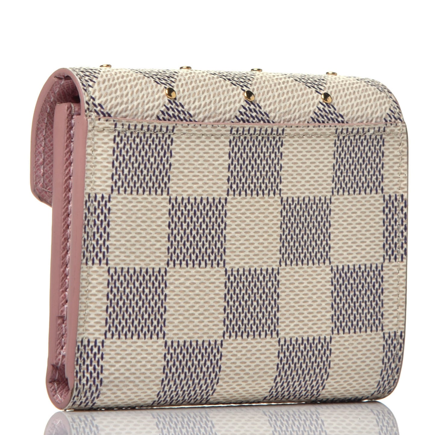 Damier Azur Studded Zoe Wallet Rose Ballerine