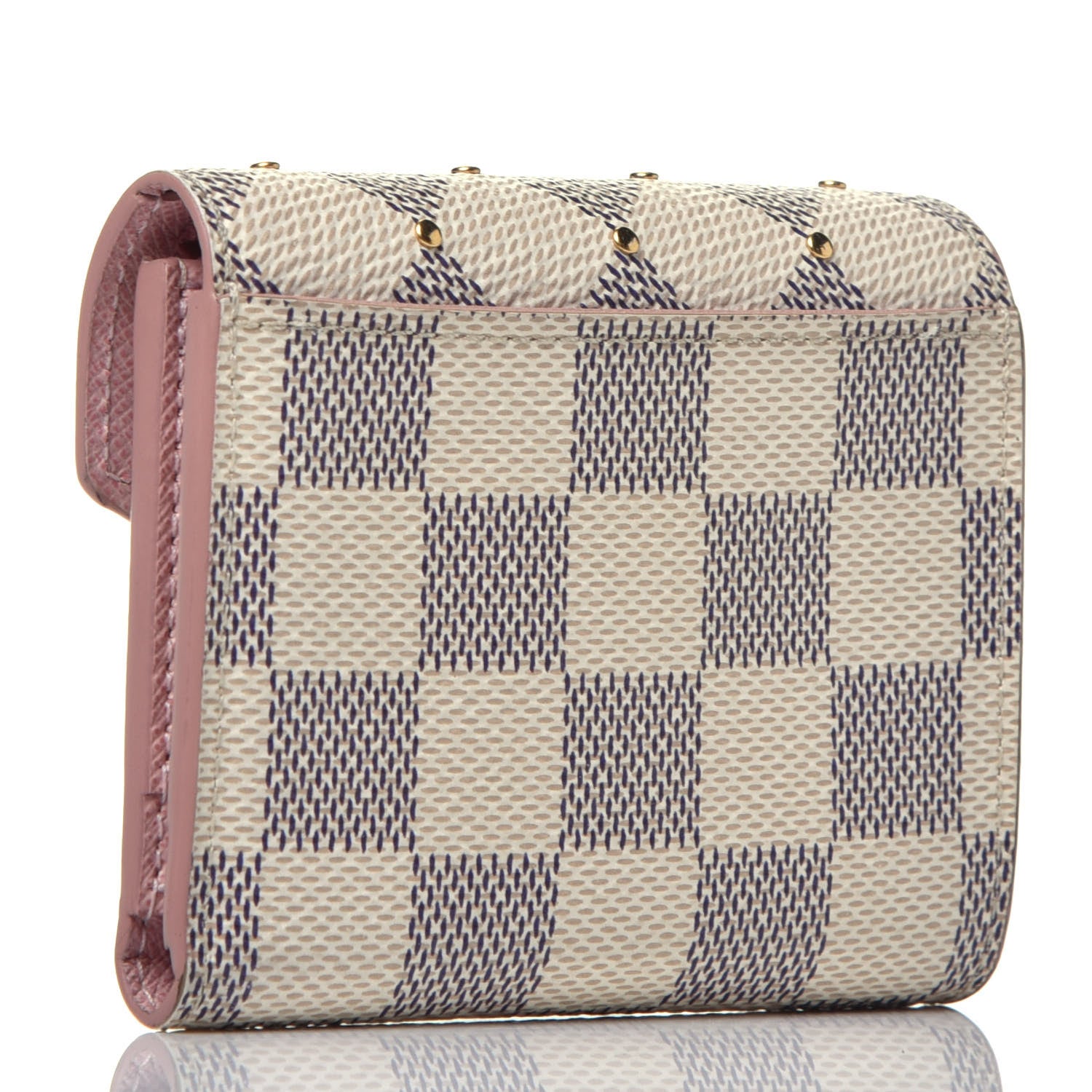 Louis Vuitton Damier Azur Studded Zoe Wallet Rose Ballerine 3 of 7