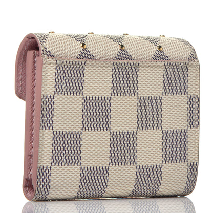 Louis Vuitton Damier Azur Studded Zoe Wallet Rose Ballerine 3 of 7