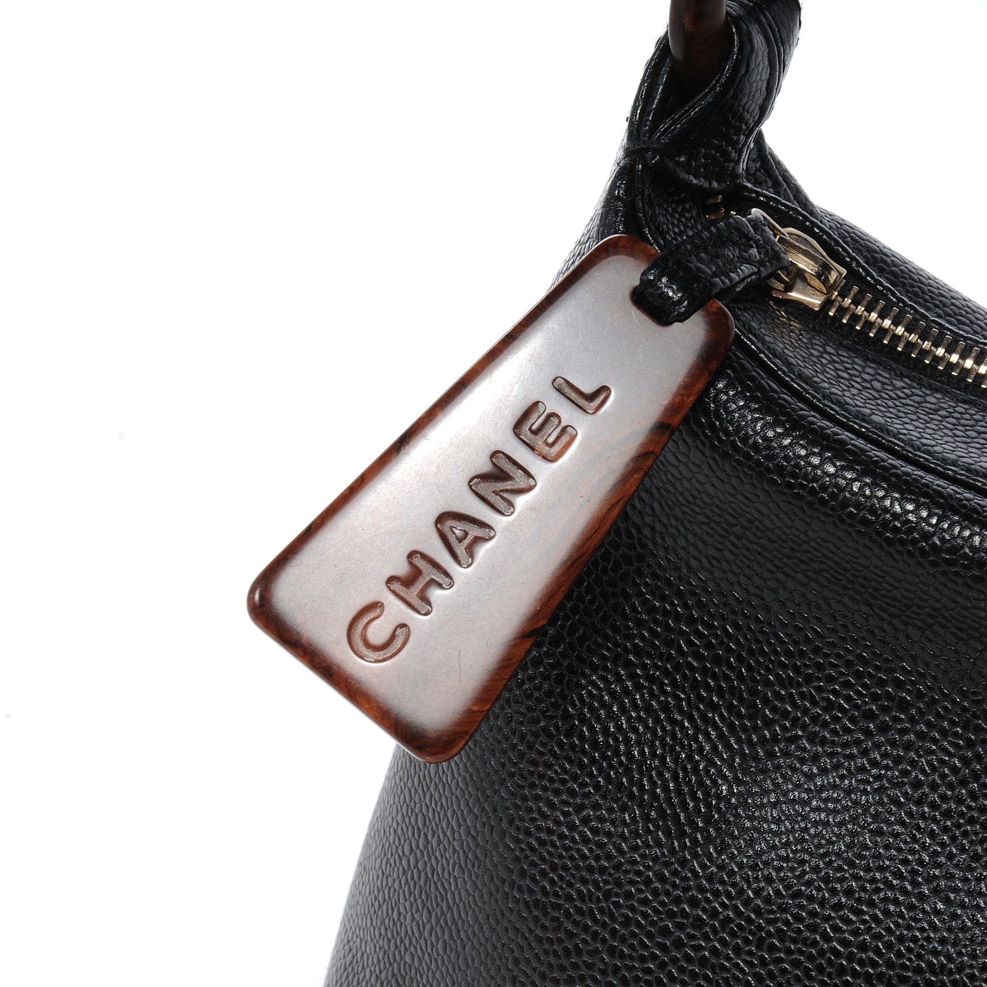 Chanel Caviar CC Wood Chain Hobo Black 8 of 8