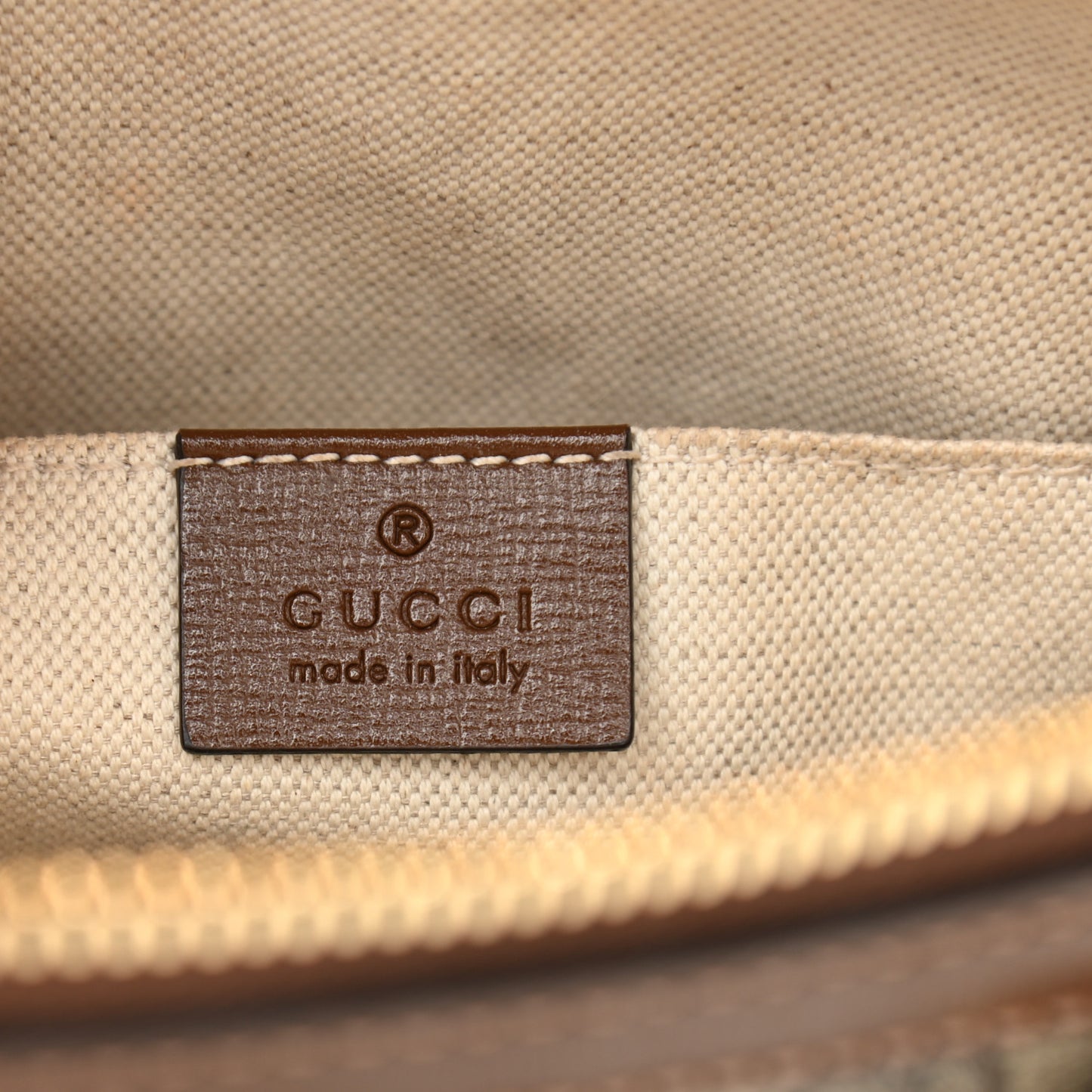 GG Supreme Monogram Azalea Calfskin Mini Horsebit 1955 Top Handle Bag Beige Ebony Brown Sugar