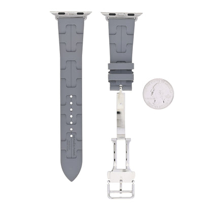 Hermes Rubber 42mm Deployment Buckle Kilim Apple Watch Single Tour Band Gris 2 of 5