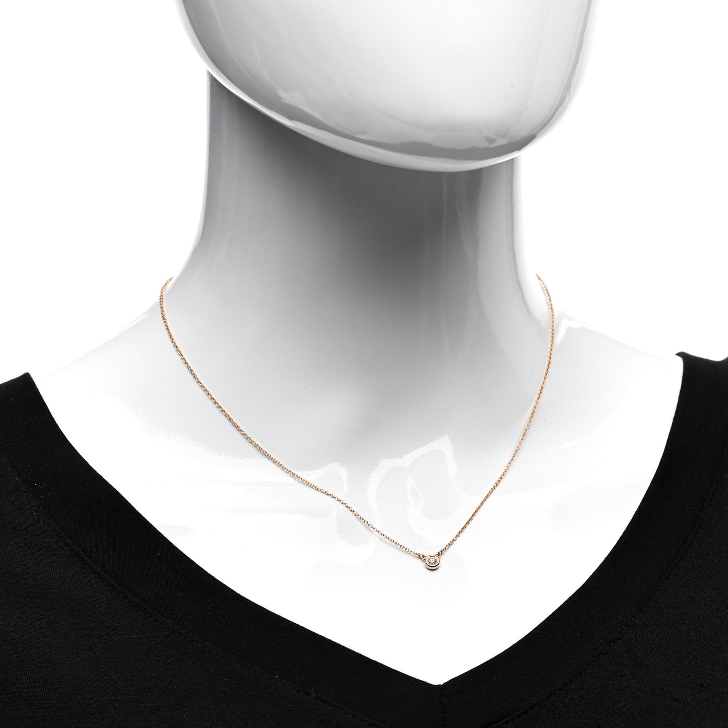 18K Rose Gold Diamond .05ct Elsa Peretti Diamonds by the Yard Pendant Necklace