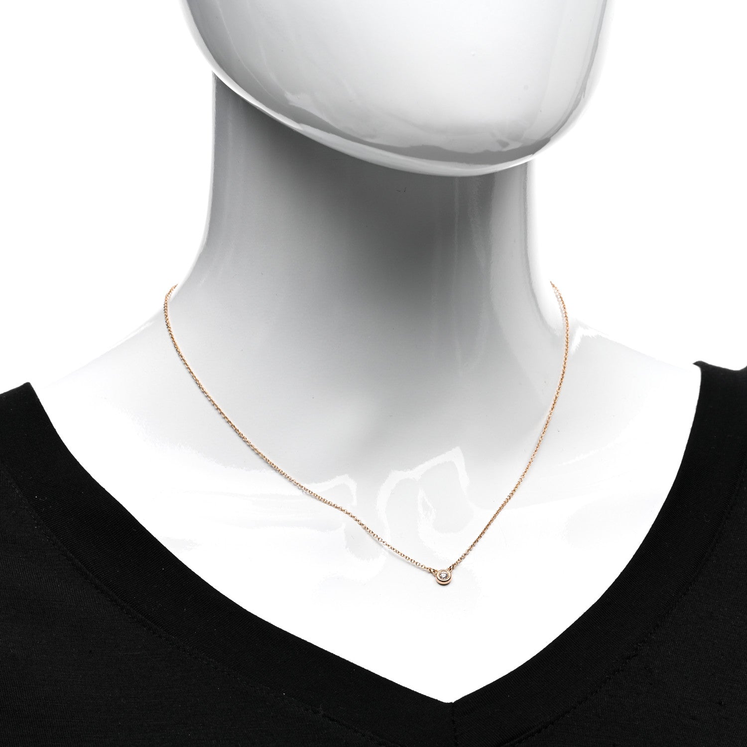 Tiffany 18K Rose Gold Diamond .05ct Elsa Peretti Diamonds by the Yard Pendant Necklace 2 of 4