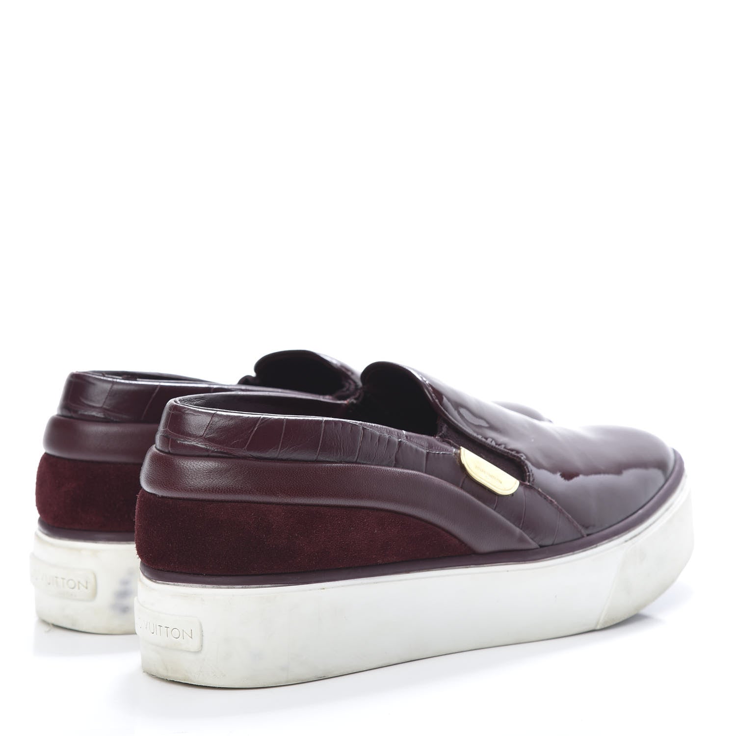 Louis Vuitton Alligator Patent Calfskin Catwalk Slip On Sneakers 36.5 Bordeaux 4 of 12