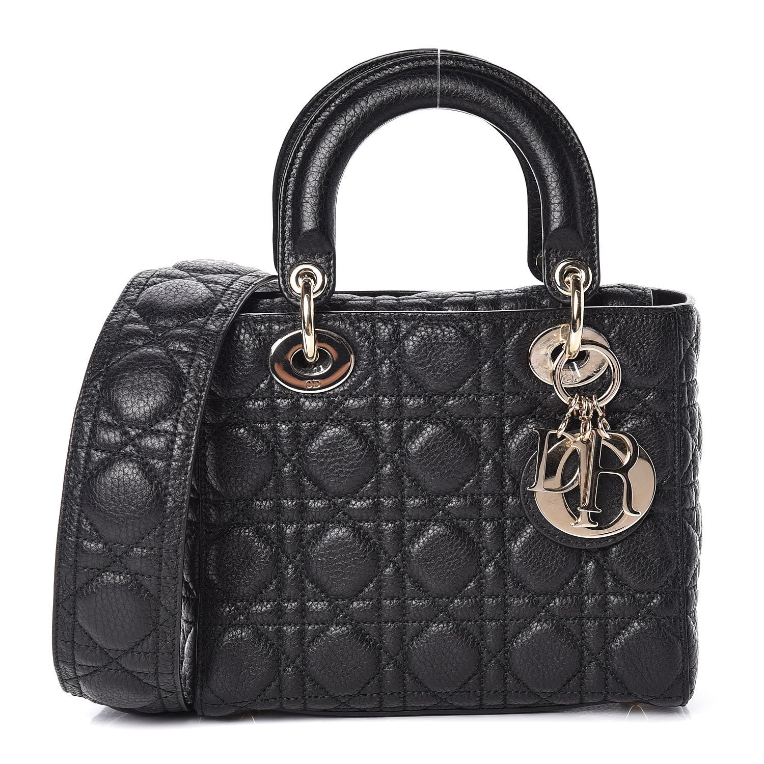 Christian Dior Grained Calfskin Cannage Small Supple Lady Dior Black 1 of 9