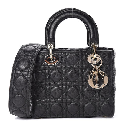 Christian Dior Grained Calfskin Cannage Small Supple Lady Dior Black 1 of 9