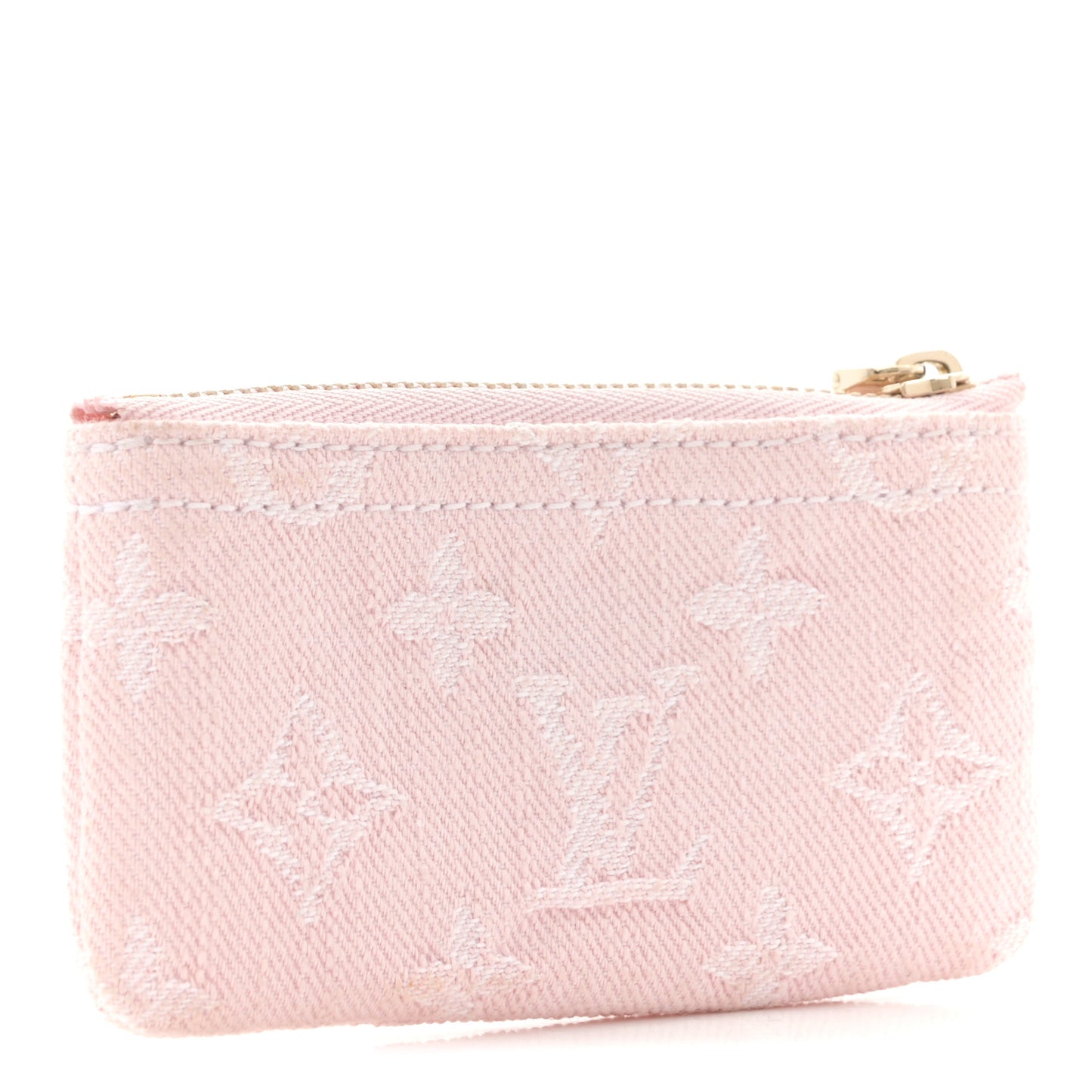 Monogram Denim Key Pouch Washed Pink Washed Pink