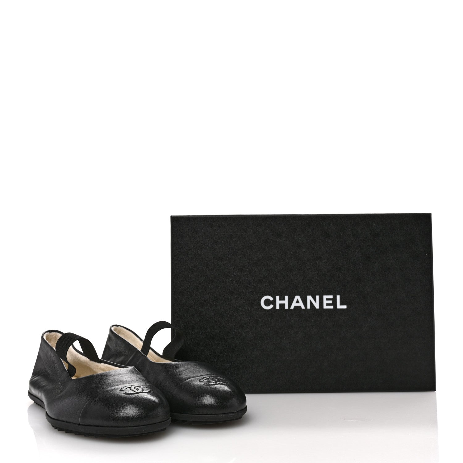 Chanel Lambskin Cap Toe CC Mary Jane Flats 40 Black 10 of 10