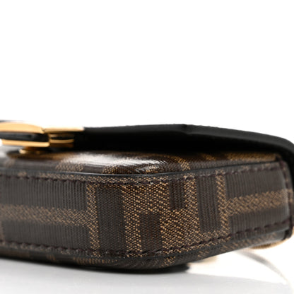 Fendi Glazed Fabric FF 1974 Nano Baguette Charm Mogano Panna 8 of 9