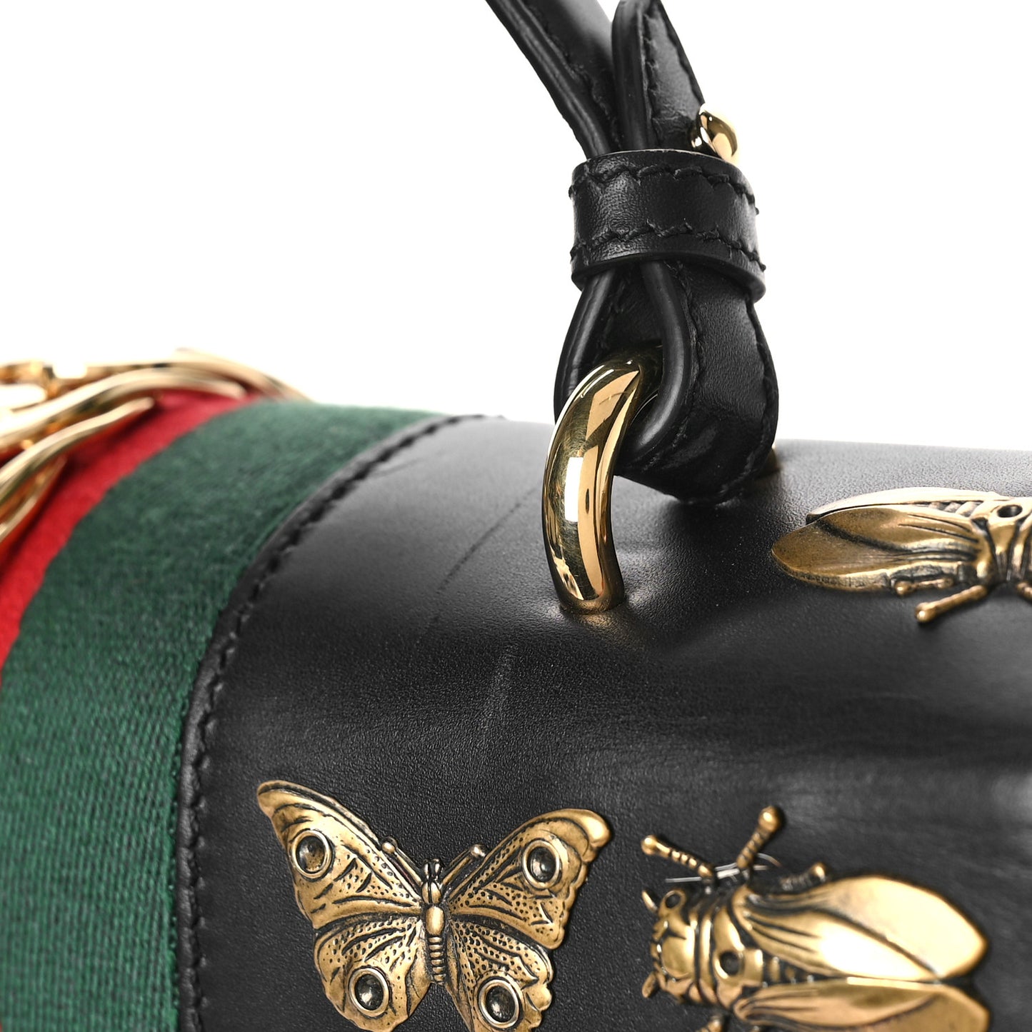 Calfskin Animal Studs Medium Sylvie Top Handle Bag Black