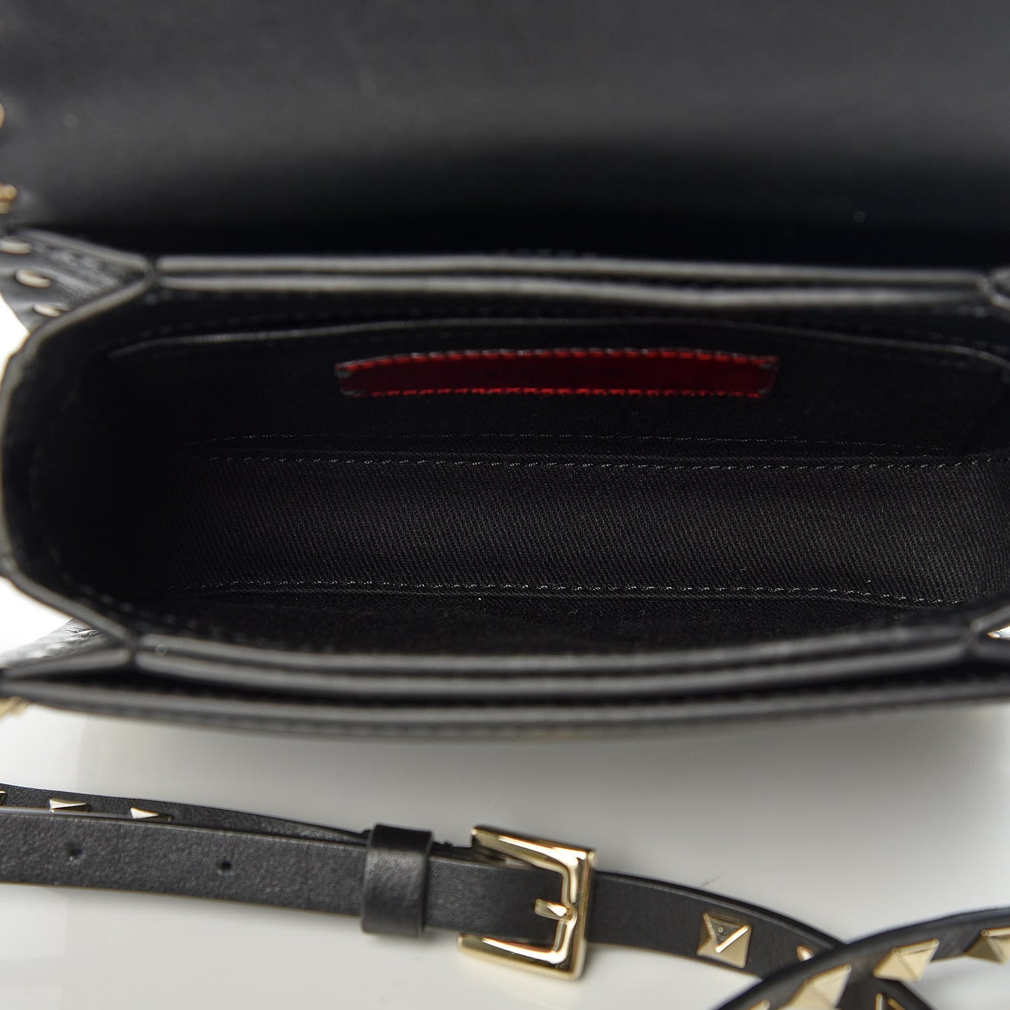 Vitello Rockstud Flap Crossbody Bag Black