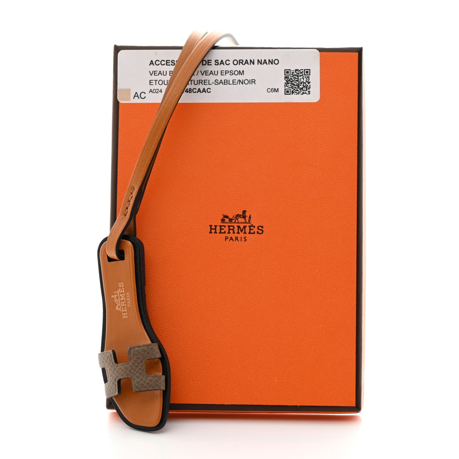 Hermes Epsom Butler Calfskin Hunter Oran Nano Bag Charm Etoupe 5 of 5