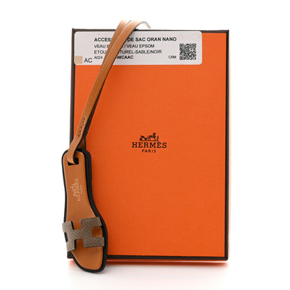 Hermes Epsom Butler Calfskin Hunter Oran Nano Bag Charm Etoupe 5 of 5
