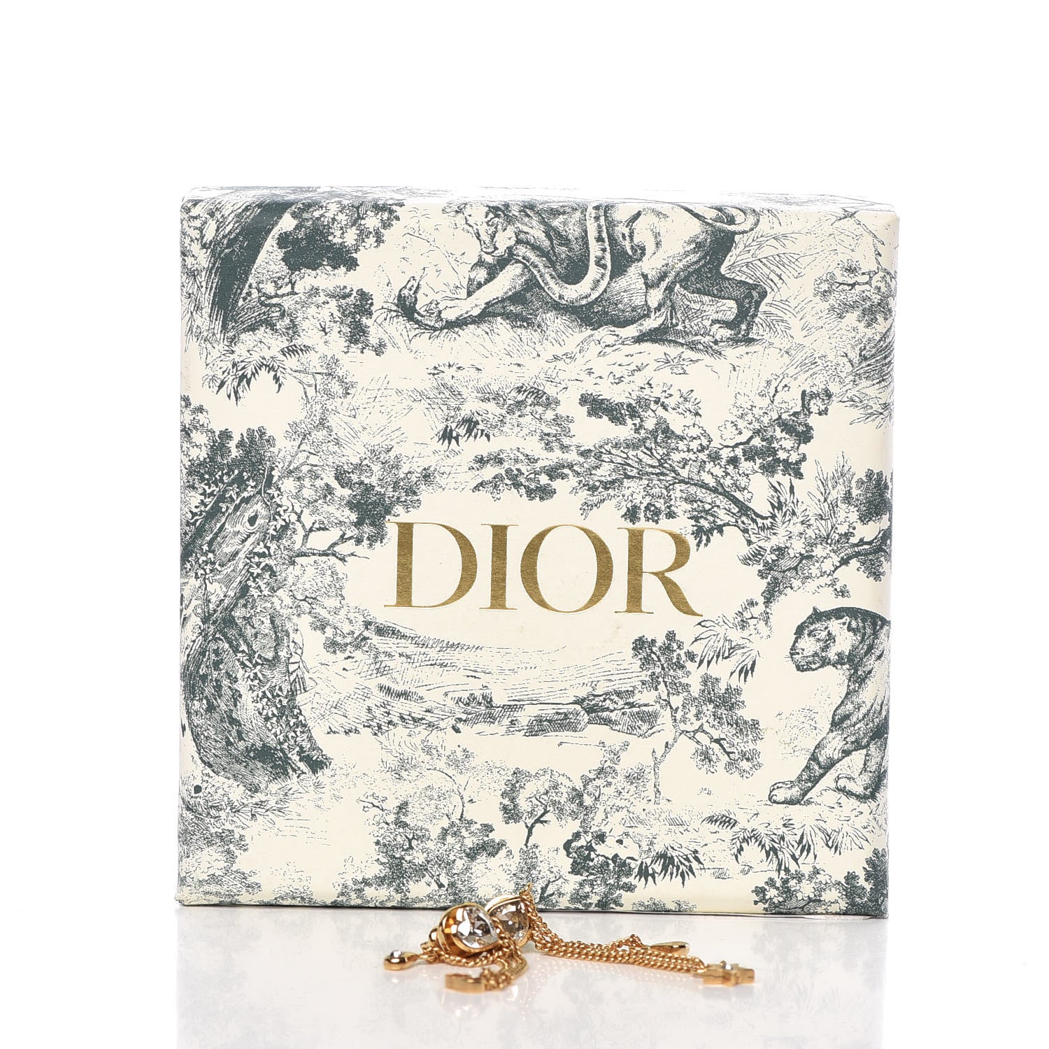 Christian Dior Crystal Heart Dangle Chain Earrings Gold 5 of 5