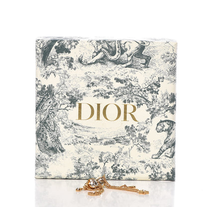 Christian Dior Crystal Heart Dangle Chain Earrings Gold 5 of 5