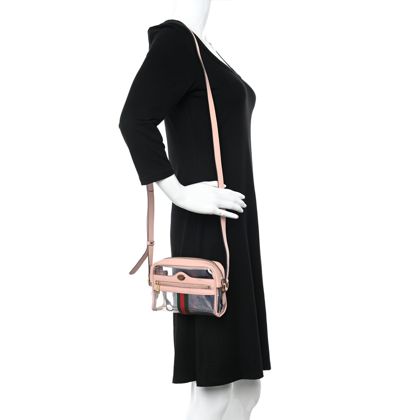 Vinyl Web Mini Ophidia Transparent Shoulder Bag Perfect Pink