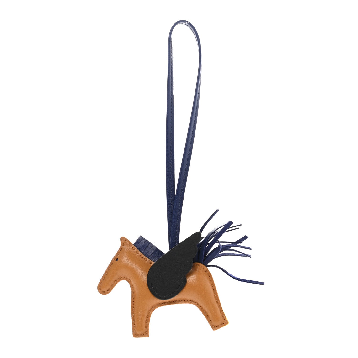 Hermes Milo Lambskin Grigri Rodeo Pegase Horse Bag Charm PM Sesame Black Bleu Saphir 1 of 4