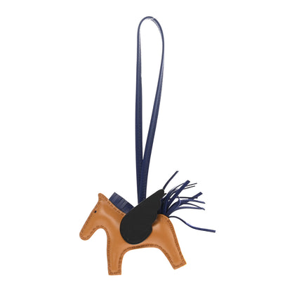 Hermes Milo Lambskin Grigri Rodeo Pegase Horse Bag Charm PM Sesame Black Bleu Saphir 1 of 4