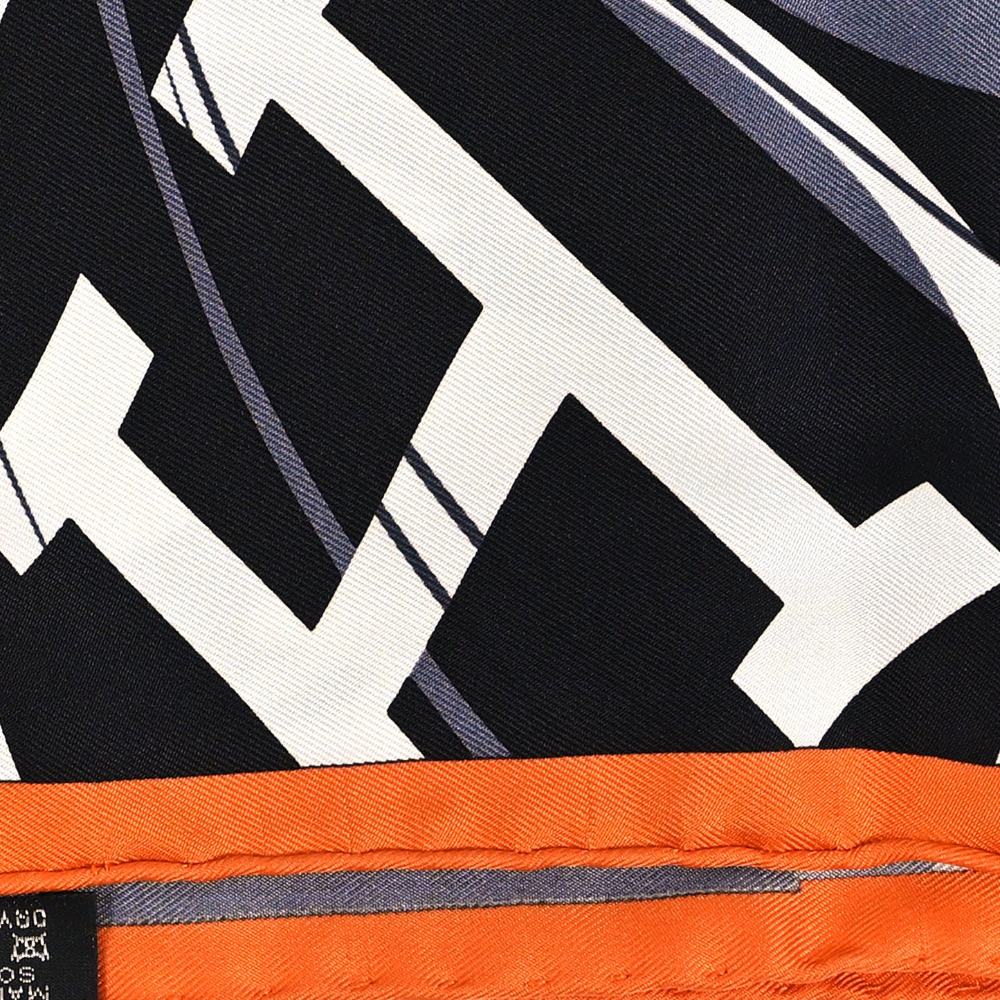 Silk Space Shopping Au Faubourg Pocket Square Gris Black Orange