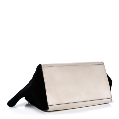 Celine Calfskin Suede Whipsnake Medium Trapeze Black White 4 of 18