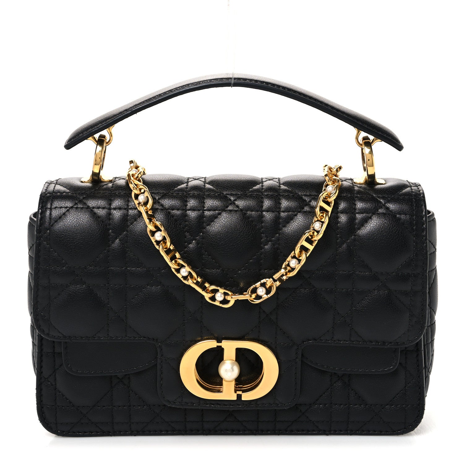 Christian Dior Calfskin Cannage Small Dior Jolie Top Handle Black 1 of 12