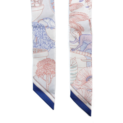 Hermes Silk Precious Paradise Twilly Gris Perle Bleu Vif Rose Pale 2 of 5