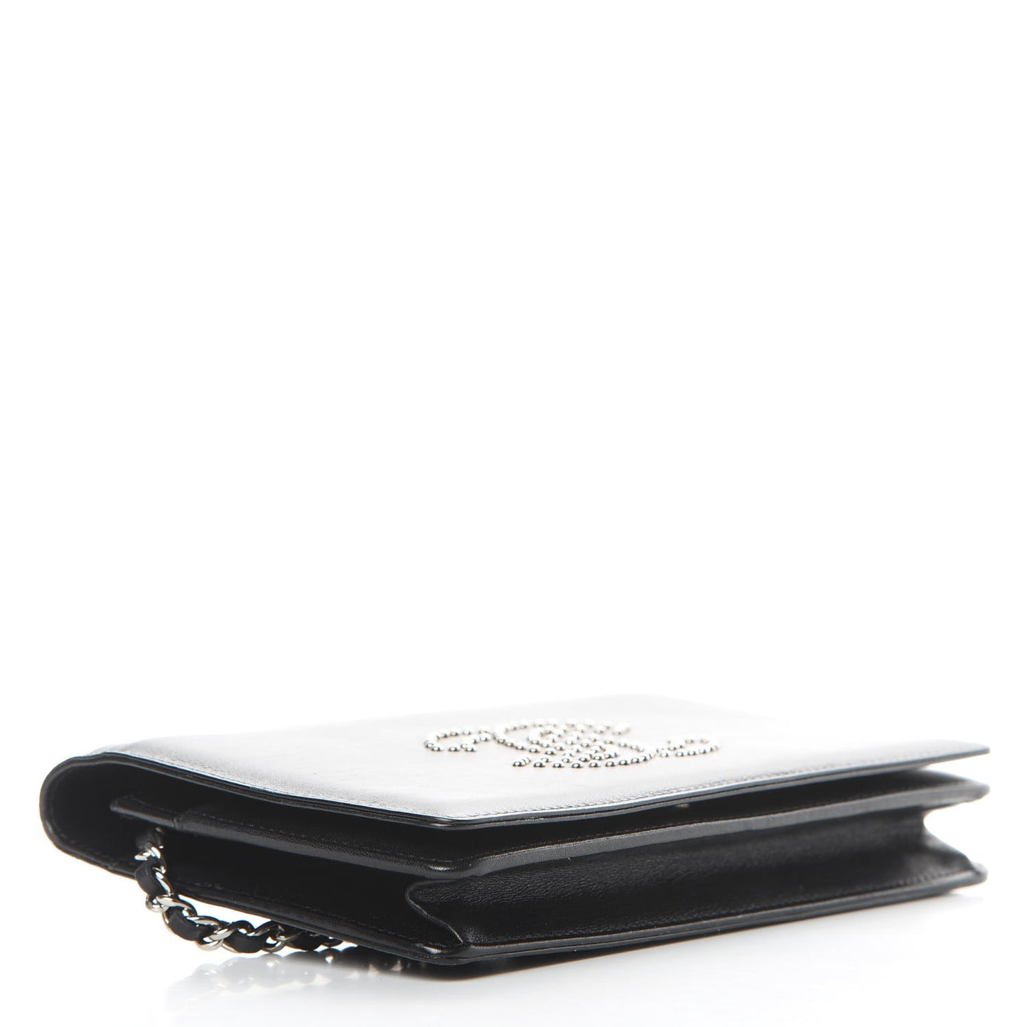 Lambskin Studded CC Wallet On Chain WOC Black