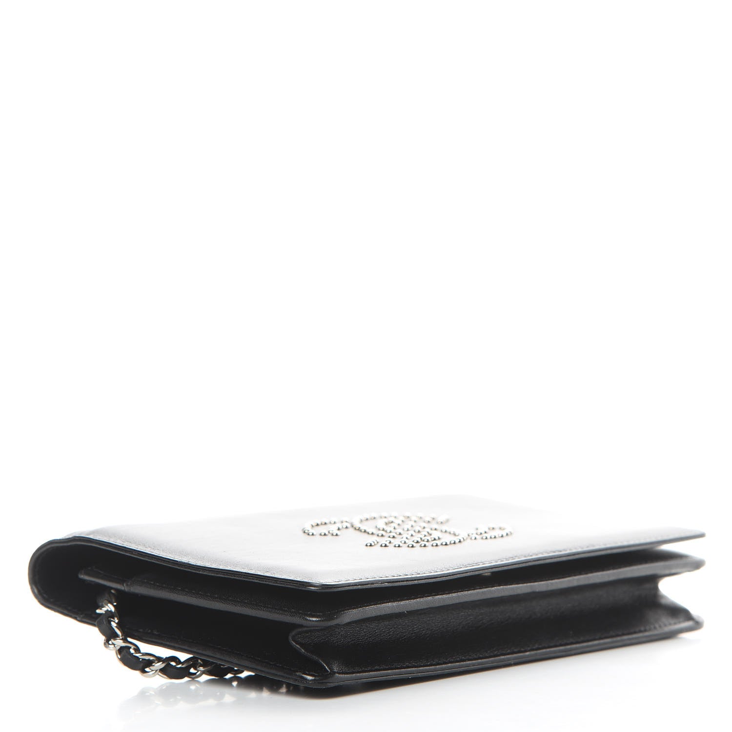 Chanel Lambskin Studded CC Wallet On Chain WOC Black 4 of 19