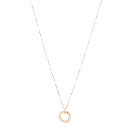 Cartier 18K Pink White Yellow Gold Diamond Small Trinity Half Paved Pendant Necklace 1 of 6
