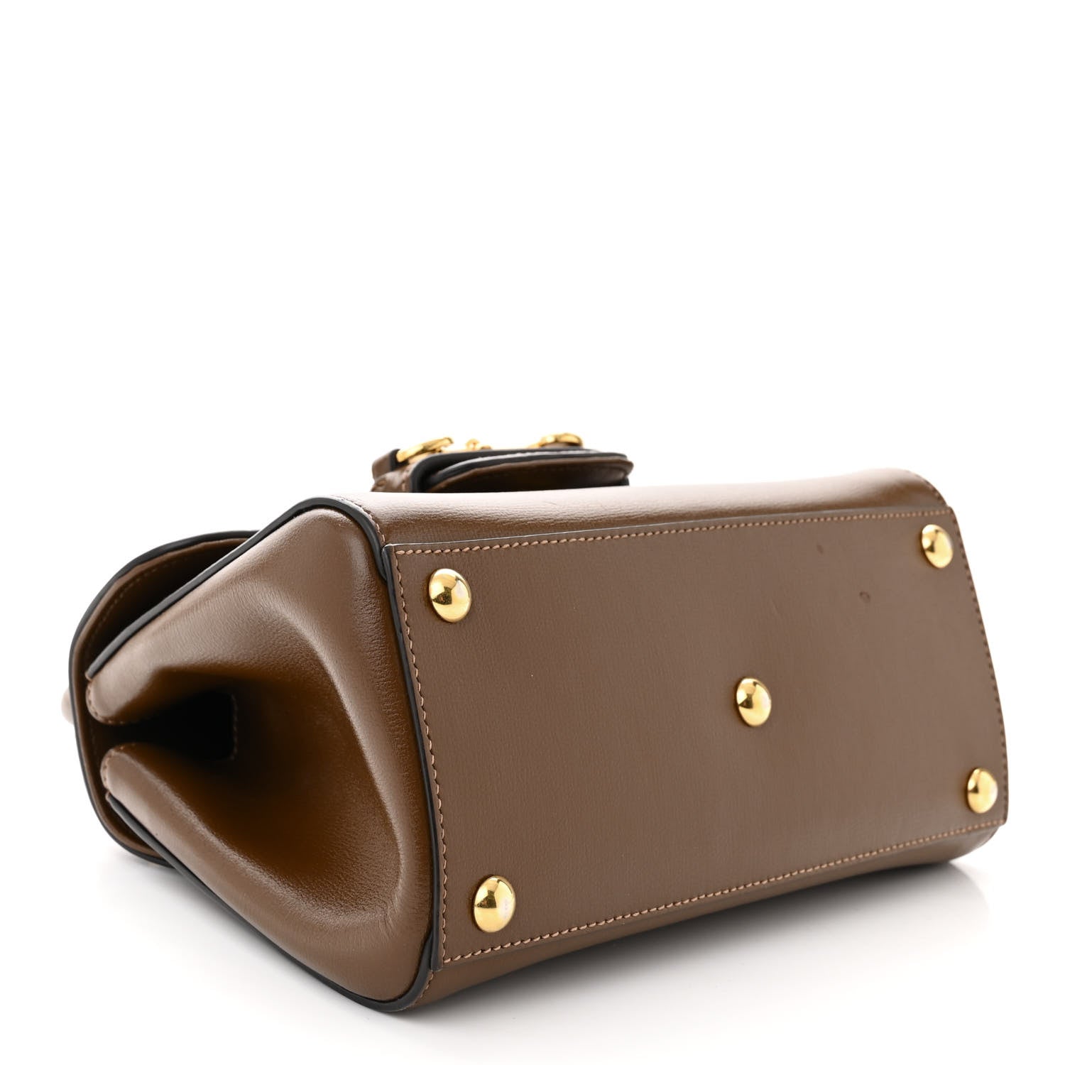 Gucci Glazed Textured Calfskin Mini Horsebit 1955 Top Handle Flap Bag Brown Sugar 4 of 12
