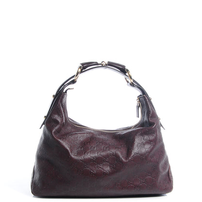 Gucci Guccissima Medium Horsebit Chain Hobo Chocolate Brown 1 of 7