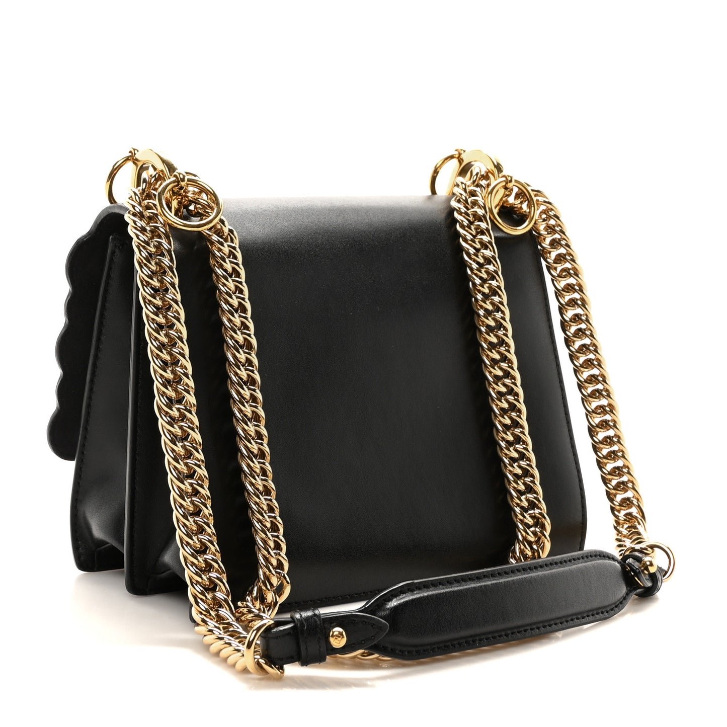 Vitello Liberty Metal Scalloped Multi Studded Small Kan I Shoulder Bag Black