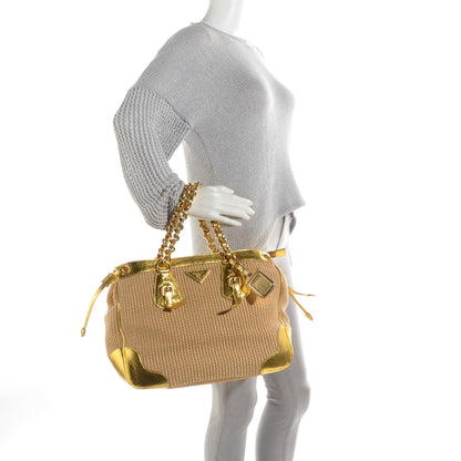 Prada Paglia Cinghiale Tote Naturale Oro 2 of 9