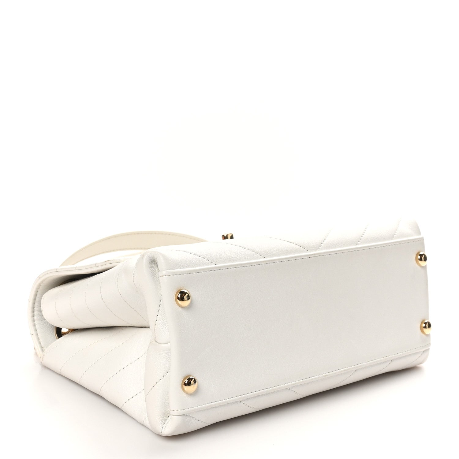Chanel Grained Calfskin Small Chevron Chic Top Handle Flap White 4 of 11