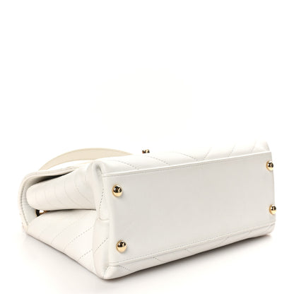 Chanel Grained Calfskin Small Chevron Chic Top Handle Flap White 4 of 11