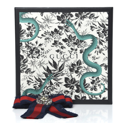 Gucci Grosgrain Web Crystal Bow Brooch Blue Red 4 of 4