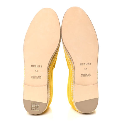 Hermes Suede Goatskin Womens Trip Espadrilles 36 Jaune Citron 4 of 4