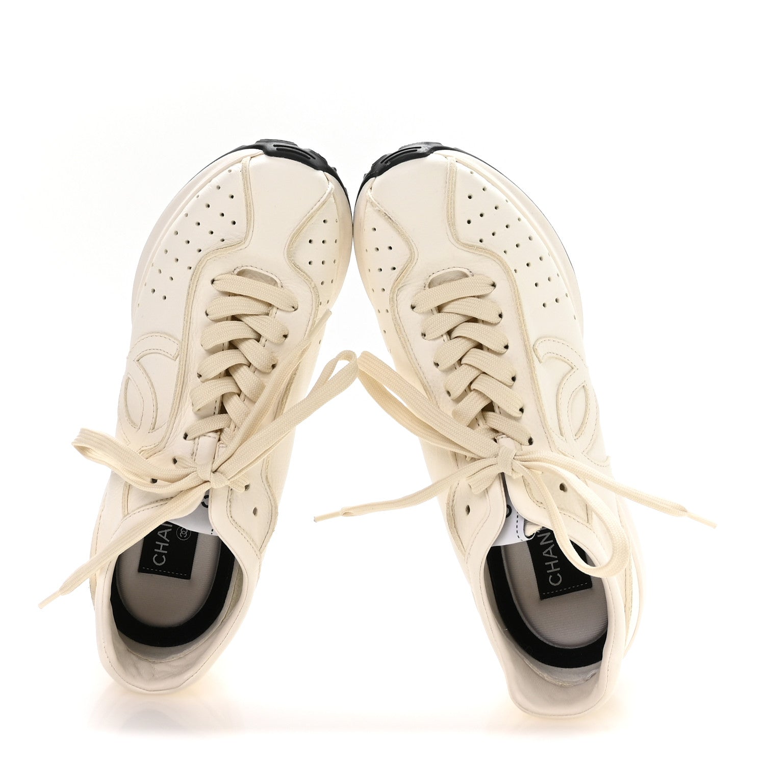 Chanel Calfskin Perforated CC Sneakers 38 White 2 of 8
