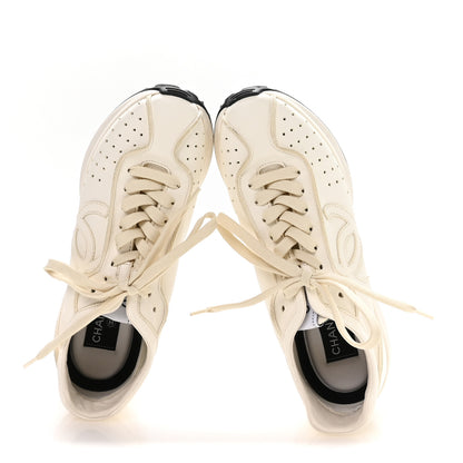 Chanel Calfskin Perforated CC Sneakers 38 White 2 of 8