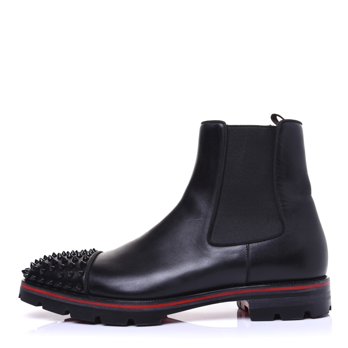 Calfskin Mens Melon Spikes Flat Chelsea Boots 43.5 Black