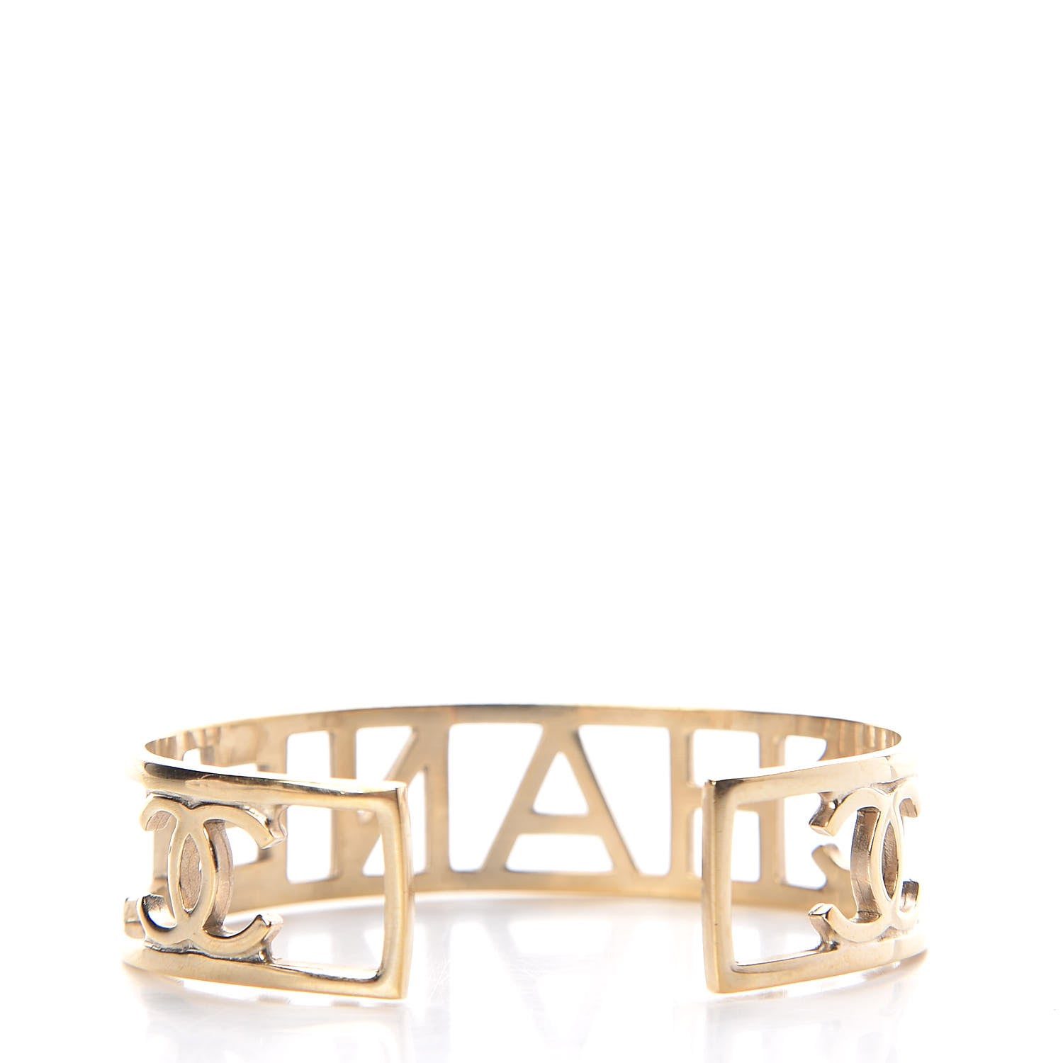 Chanel Metal Logo Cuff Gold 3 of 5