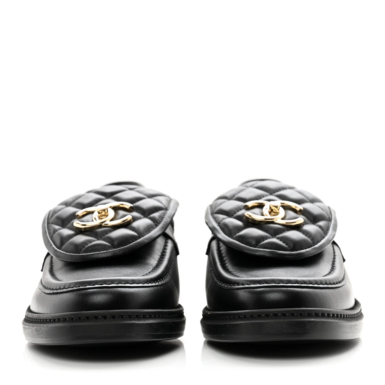Chanel Lambskin Quilted CC Turnlock Loafers 39.5 Black 2 of 8