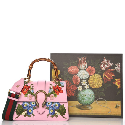 Gucci Calfskin Bamboo Web Embroidered Medium Dionysus Top Handle Bag Pink 11 of 11