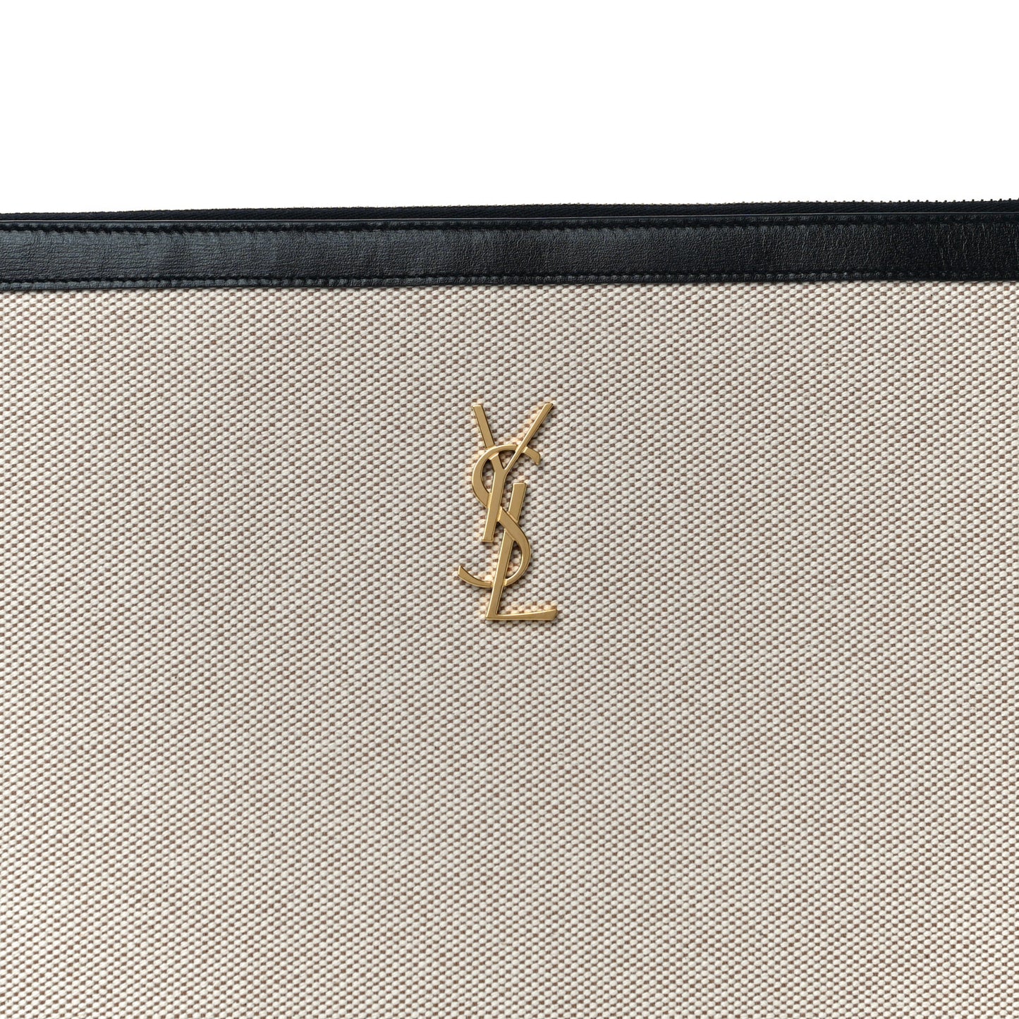 Canvas Monogram Zipped Pouch Beige Black
