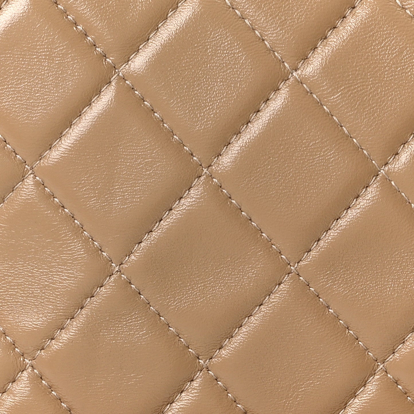Shiny Crumpled Calfskin Quilted Large 31 Shopping Bag Beige